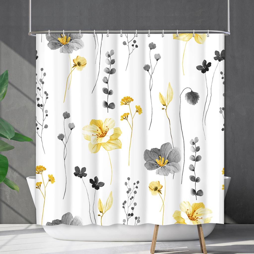 Shower Curtain Waterproof And Mildew-Proof 3D Digital Printing Plant Printing Shower Curtain Child Bathroom Partition Curtain