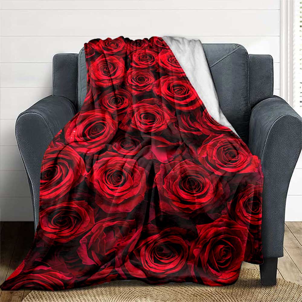 Roses Background Gift Blanket Soft & Cozy Suitable for Sofa Couch Office Bed Picnics Four Seasons Universal Modern Style Gifts For Family Y14