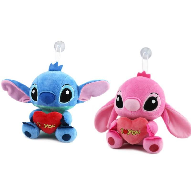 Entzückendes und weiches Stitch Plüschtier für Paare im kreativen Geschenkdesign in Blau- und Rosatönen