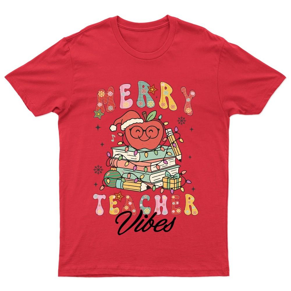 Merry Teacher Vibes Christmas TShirt Unisex Gift Retro Funny Unisexs Vintage S