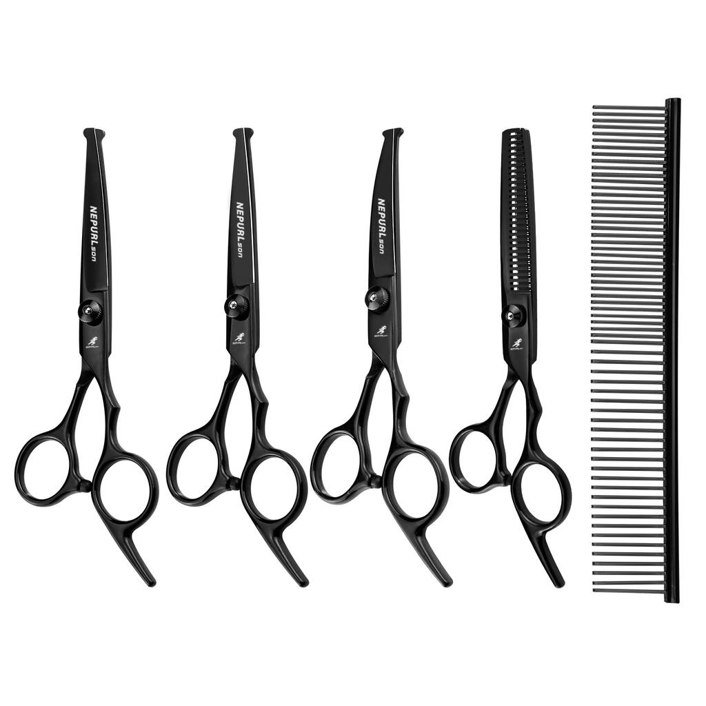 6.0 Inch Baby Head Height Screws 4 Packs, High-End Pet Beauty Scissors Curved And Straight Scissors Set