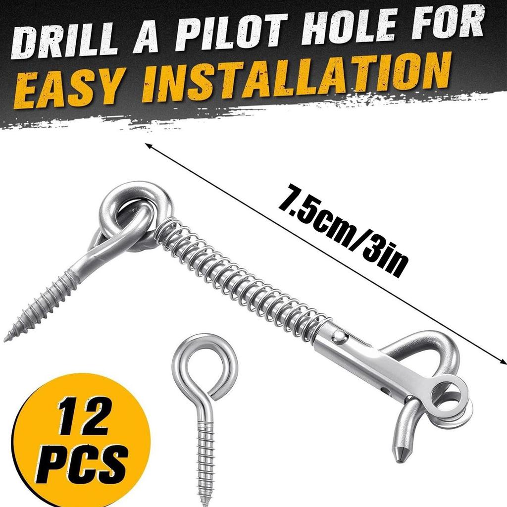 Fliegengittertür Riegel Set 12-teilig Edelstahl Privatsphäre Riegel Federbelastete Sicherheitsbeschläge Für Badezimmer Schuppen Pooltor Spa