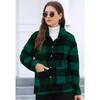 Karierter Plüschmantel mit langen Ärmeln und aufgesetzten Taschen - Europäische & Amerikanische Wintermode