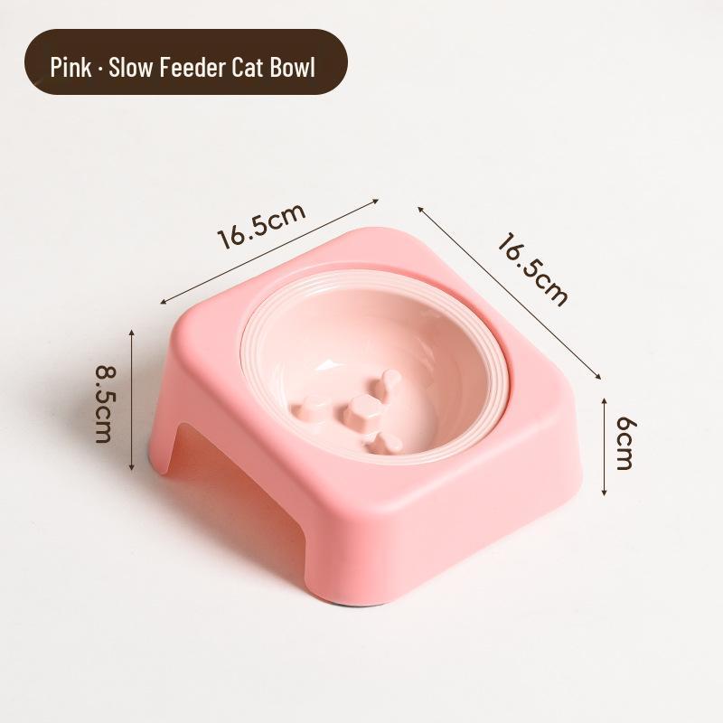Slanted Double Cat Bowl - Anti-tip, Stainless Steel, Detachable, Washable, Anti-black Chin Cat Food and Water Bowl.