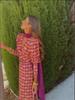 2025 Spring European & American Women's V-neck Print Pleated Dress