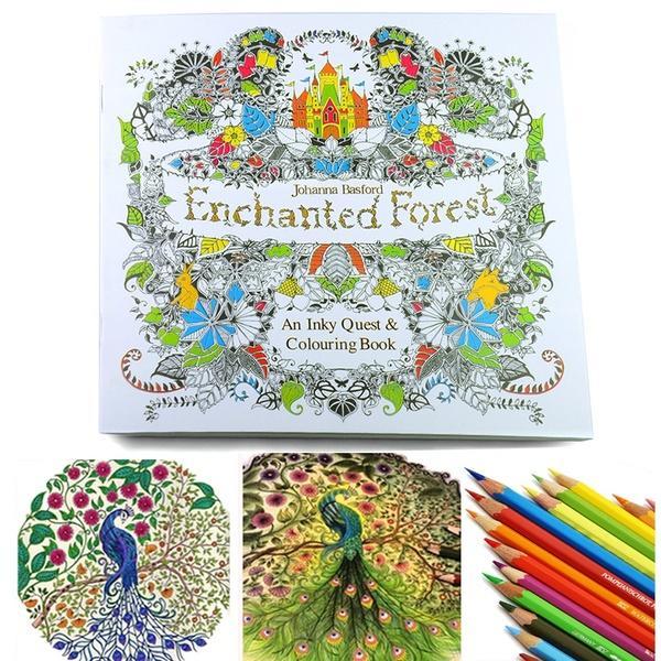 Enchanted Forest Inky Treasure Hunt And Coloring Book Autor Johanna