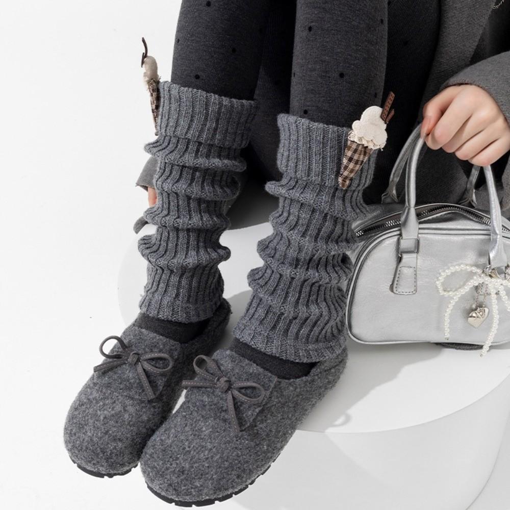 

В язані гетри для жінок, потовщені шкарпетки до середини литки, нові чохли для черевиків, дитячі темно-сірий колір
