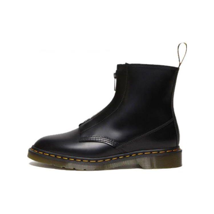 Dr. Martens Cabbott Leather Glossy Classic Front Zipper Short Boots Unisex boots Black 27855001