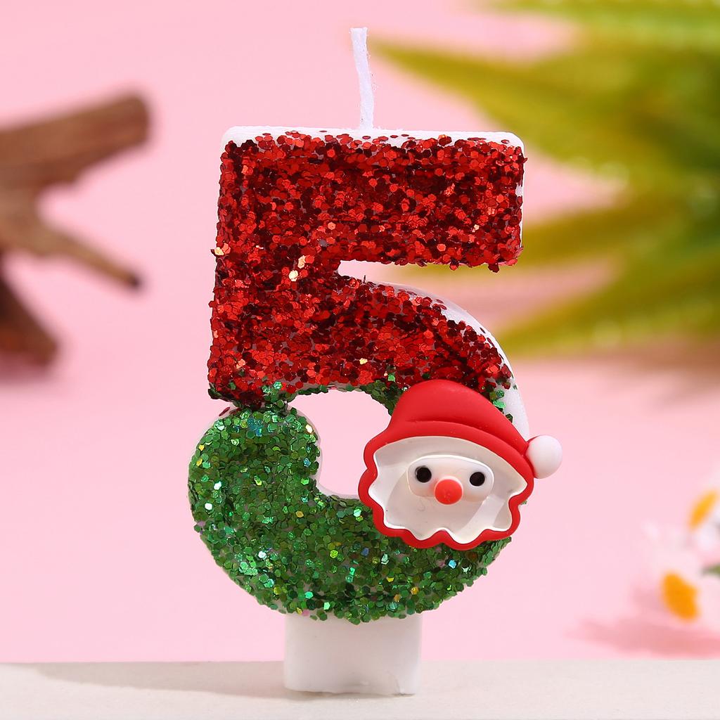Christmas Happy Birthday Candles Number0-9 for Cake Decorating Supplies Unscented Number Candles Cake Topper Decorations