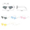 Okulary przeciwsłoneczne damskie kocie oko bez oprawek małe trójkątne okulary przeciwsłoneczne damskie znanej marki nieregularne podwójne soczewki okulary