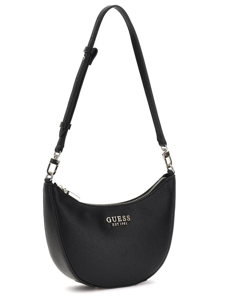 Guess Fedana Mini Top Zip Shredder Shoulder Black Bag, Women's,