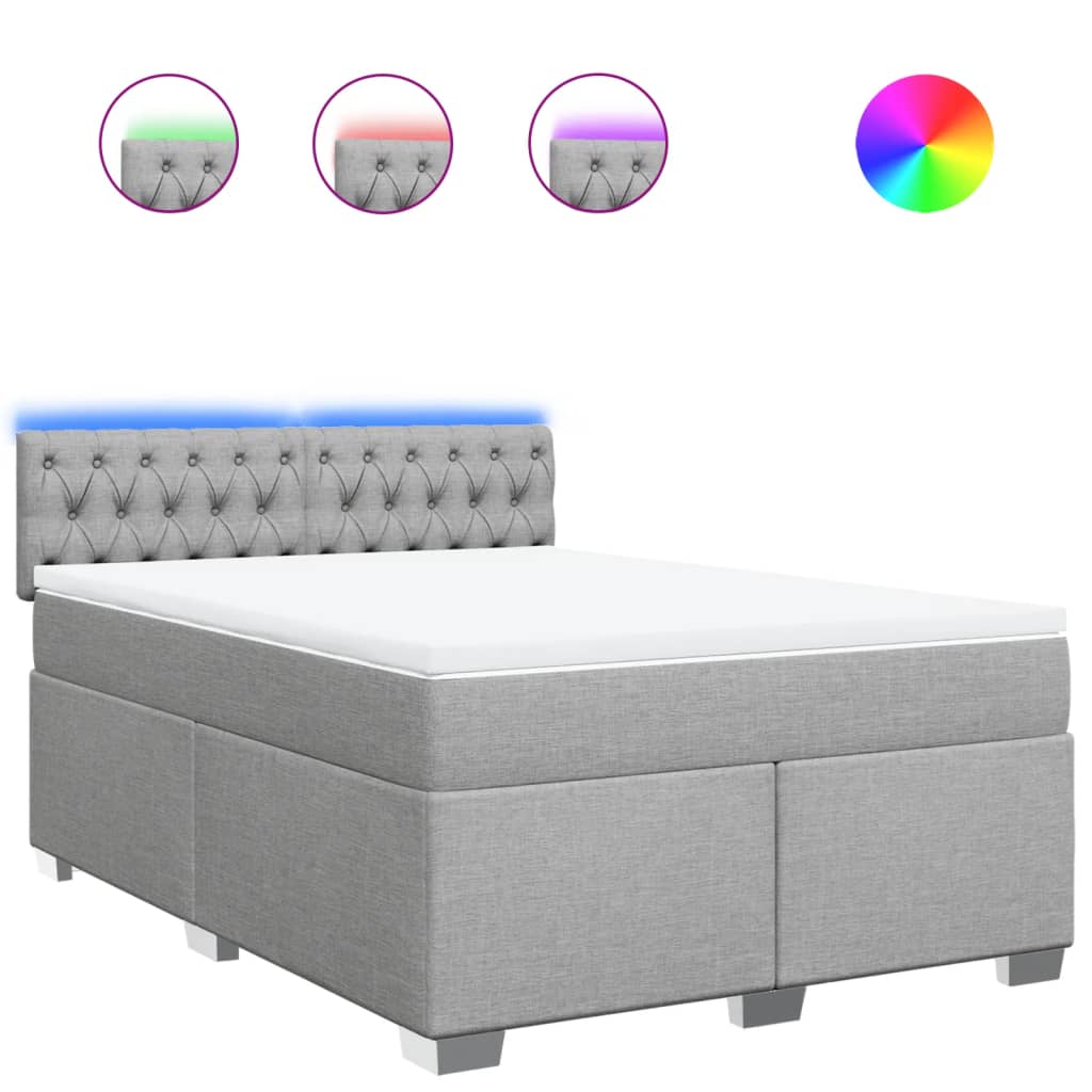 Vidaxl Letto Continentale Con Materasso, Grigio Chiaro, Tessuto 160X200 Cm