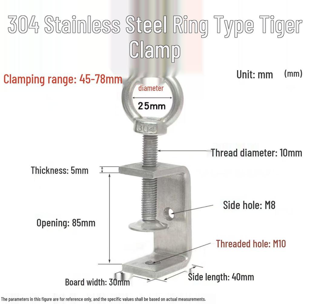 304 Stainless Steel Hand-Tightened U-Type/C-Type Pipe Clamp Fixture