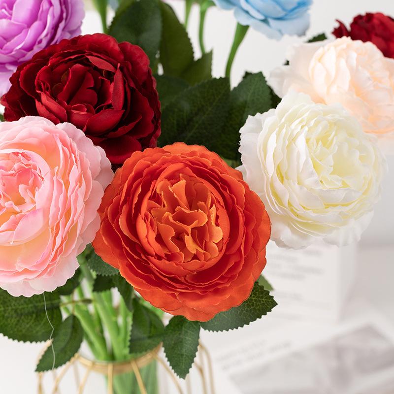 48cm Real Touch Peony Artificial Flowers Branches Rose Decor For Home Vase Wedding Christmas Valentine's Gift Fake Flower