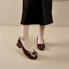 Autumn leather fashion shoes women's low-heeled slip-on casual shoes women's one-pedal Mary Jane women's shoes