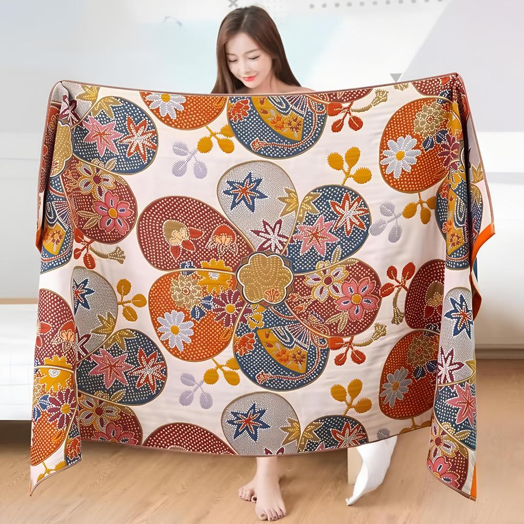 1pc Absorbing Quick Bath Towel for Bathroom Beach, Pure Cotton Yarn Jacquard Bath Towel Soft Large Towel 80x160cm, Various Style Floral Pattern Design
