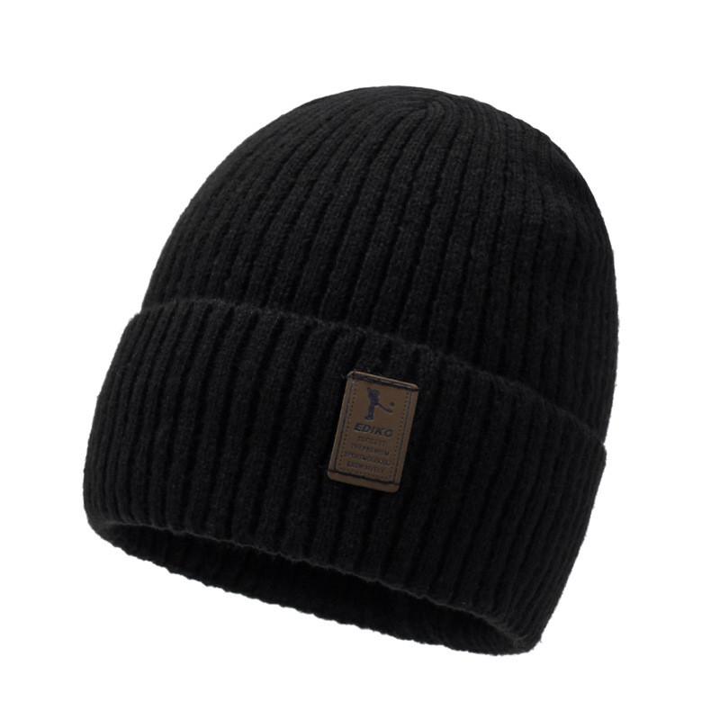 Knitted Hat For Men With Letter R Design Warm Windproof Winter Cap For Casual Style