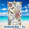 Floral Garden Theme Beach Towel Personalized Custom Name & Text Soft Quick Dry Beach Towel for Swimming Travel
