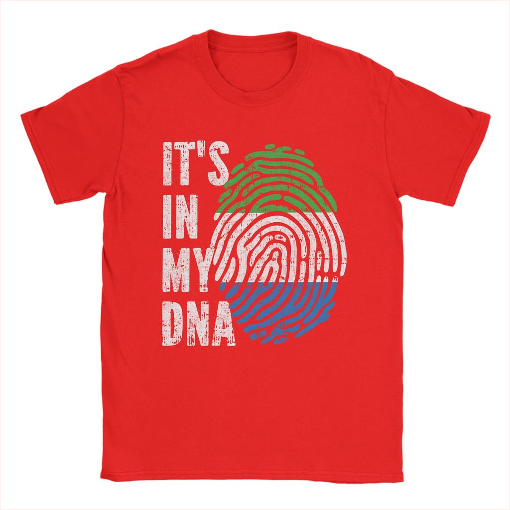 ITS IN MY DNA Sierra Leone Flag Roots TShirt Unisex Leisure Pure Cotton Tees Round Collar Short Sleeve T Shirts Gift Idea Tops