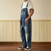 Salopette in Denim Lavato Vintage da Uomo – Salopette con Tasche e Effetto Usurato | Perfetta per Outfit Hip Hop, Skate o Casual