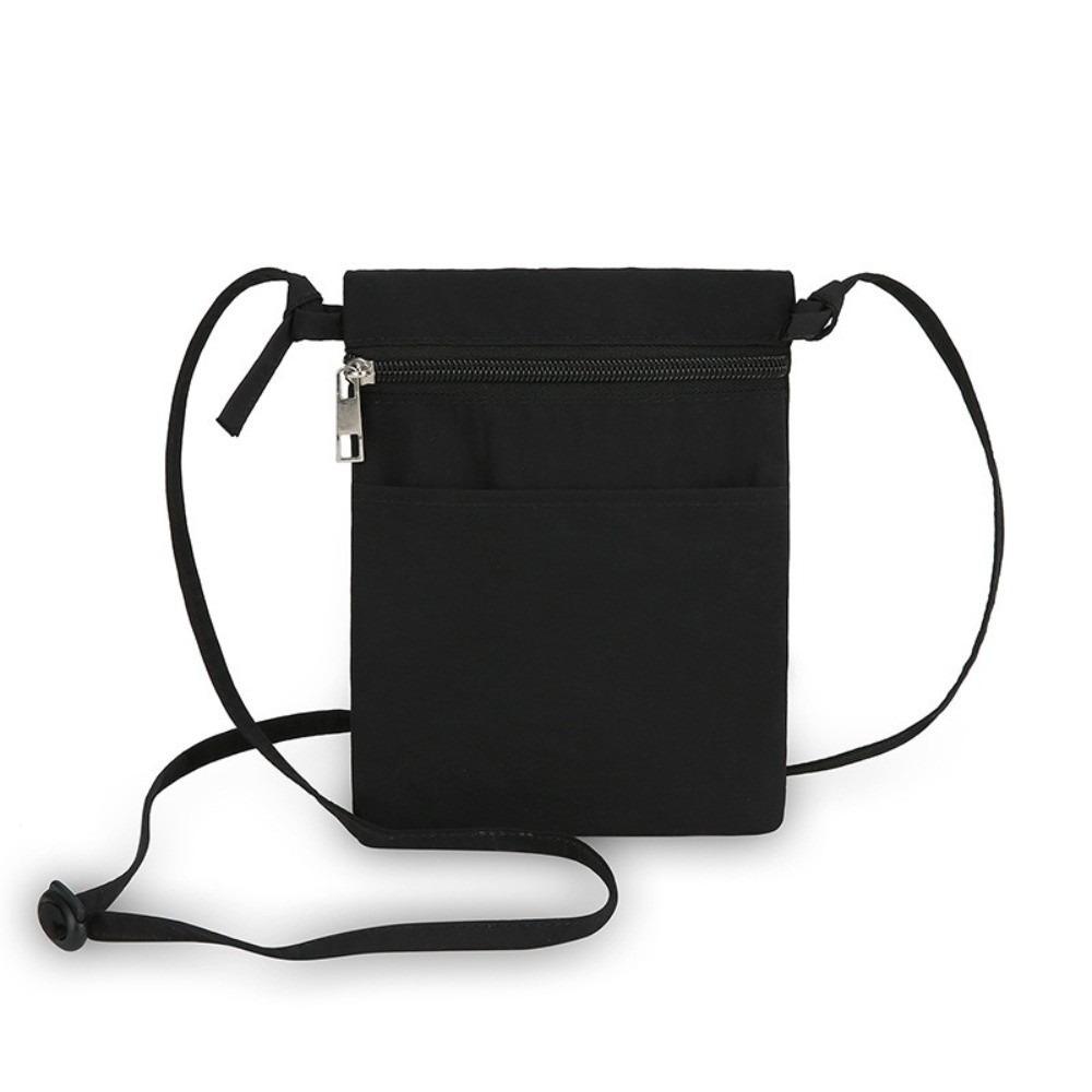 

Casual Portable Cell Phone Bag Nylon Fabric Solid Color Phone Purse Thin Strap Lightweight Crossbody Bag for Men and Women чорний