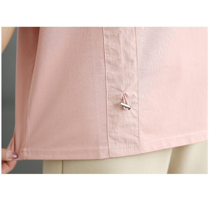 Dimanaf 2025 New Summer Women Loose Plus Size T-Shirt O-Neck Short Sleeve Basic Casual Tops Asymmetrical