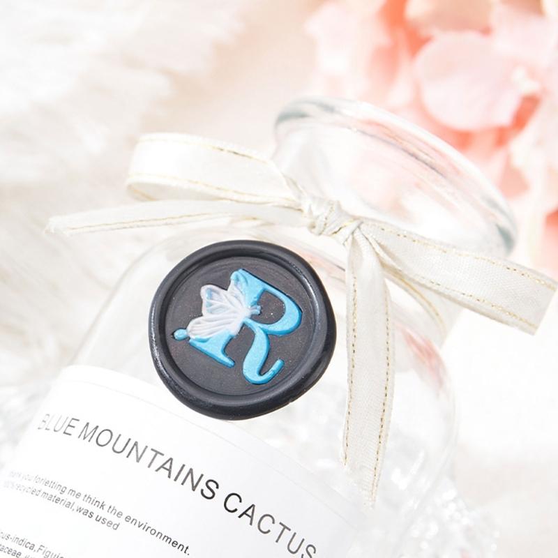 Butterfly Letter Pattern Wax Seal Stamp Head Metal Wax Stamp Head for Valentines Card Birthday Card Invitations Envelope