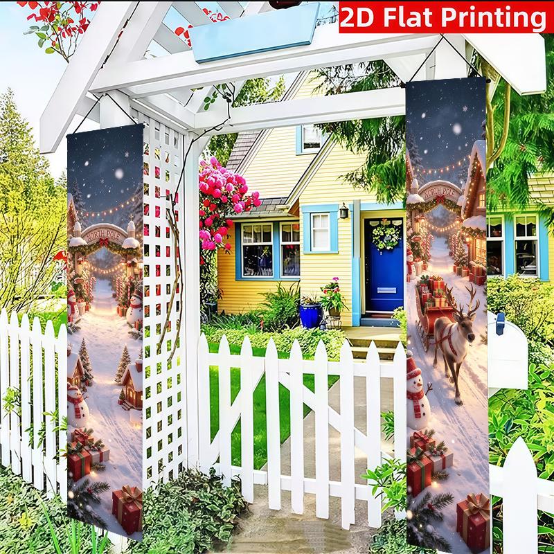 2D Flat, 2D Flat - 2D Flat, 2D Flat - 2D Flat, 2pcs Banner/Sign (29.97 X 179.83 cm / 30.0 X 180.01 cm), Made of Snowman Christmas Couplet/Banner Mater