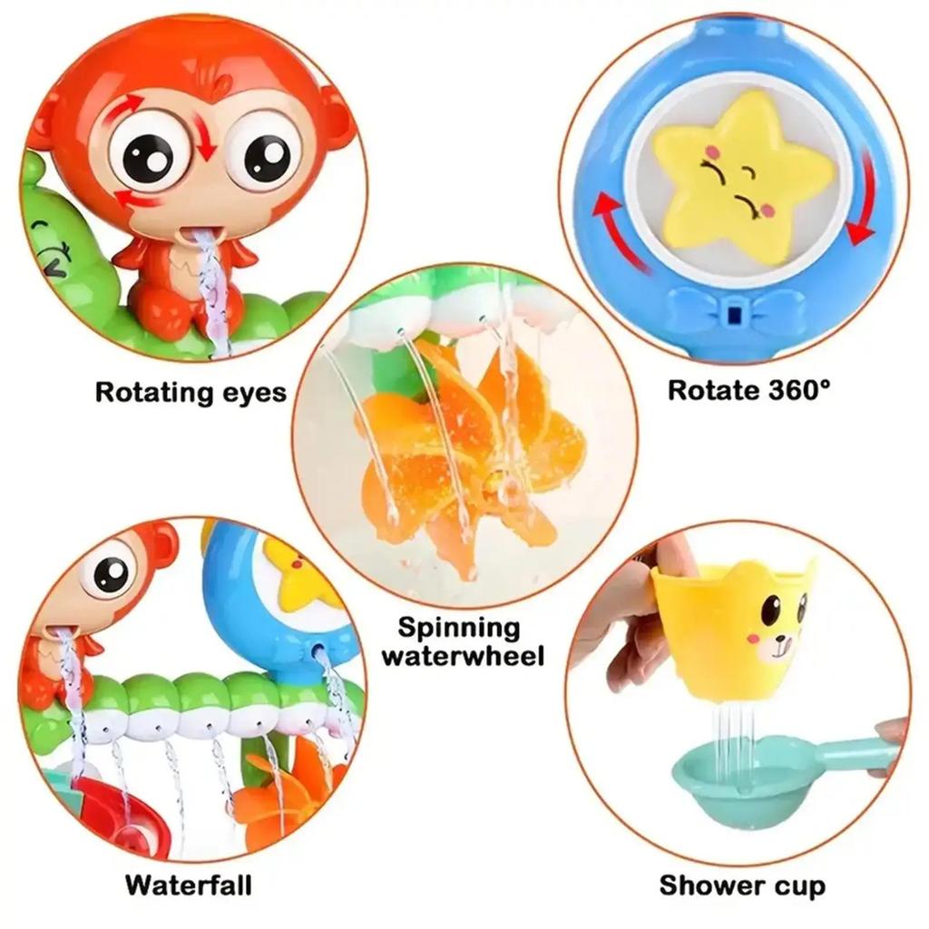 Monkey Spinning Bath Toy with Shower Spray for Water Play