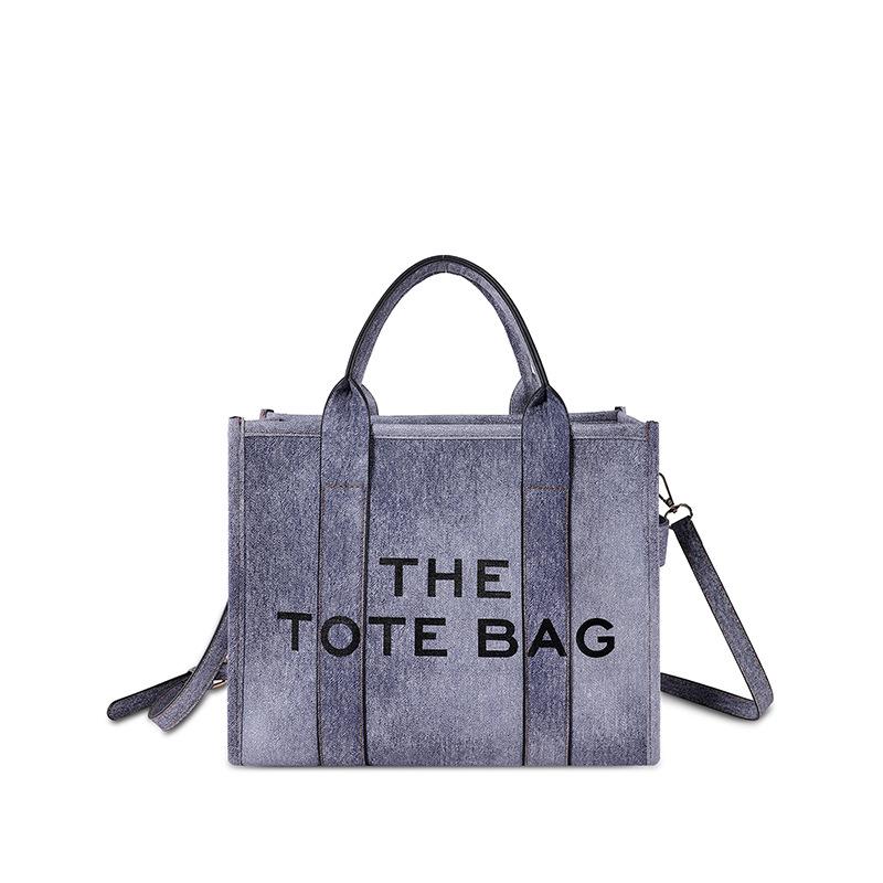 

2025 Градиентная джинсовая сумка-тоут: Европейская и американская мода Сумка через плечо глубокий/моря