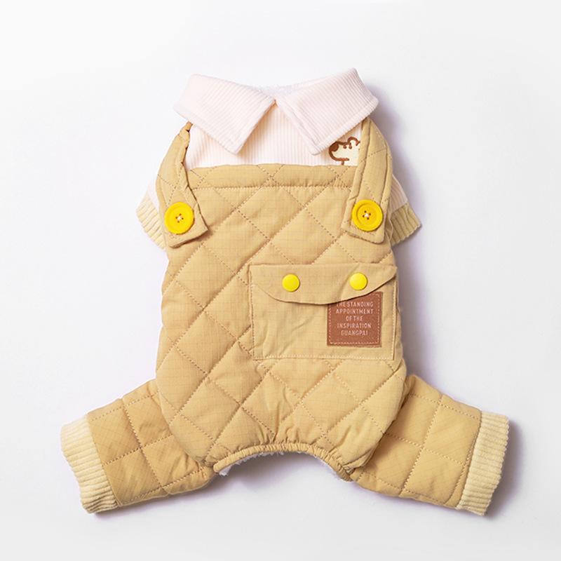 

Warm Coffee Pet Suspender Four-Legged Pants Thick Cold-proof Winter Outfit 3 Sizes For Small Dogs Daily Wear XS: Back 23cm, 1.5-2.5kg
