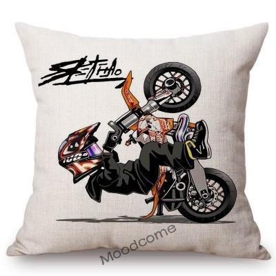 Xtreme Sport Motorcycle Stunting Riding Mtx Cute Cartoon Stunters Decorative Sofa Throw Pillow Case Cotton Linen Cushion Cover