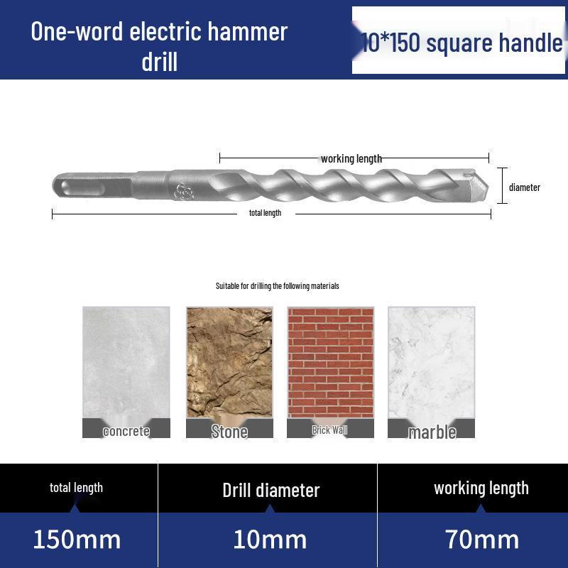 מקדח פטיש 6 מ"מ לבטון: מקדח מרובע ועגול מסגסוגת לחדירת קיר