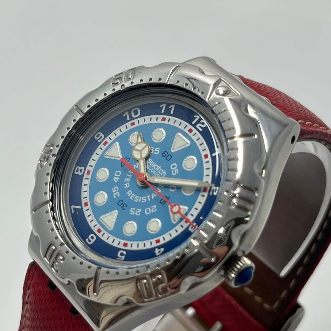 Used Swatch Irony Working item Blue dial Quartz 90 s Rare New battery