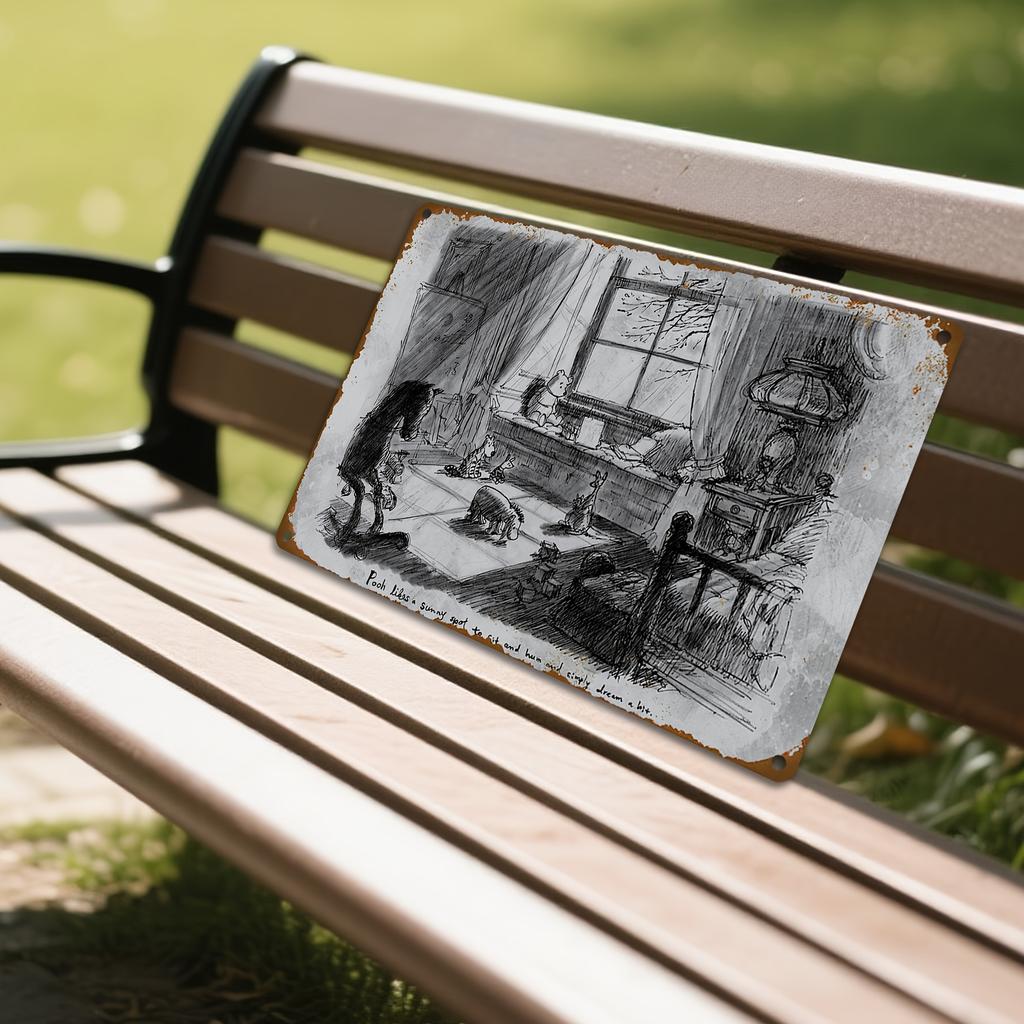 1 Stück Disney Vintage Winnie the Pooh & Freunde Metallschild - 20,32x30,48 cm Gemütliches Zimmer Kunst Wanddeko, Langlebige Eisen Retro Plakette