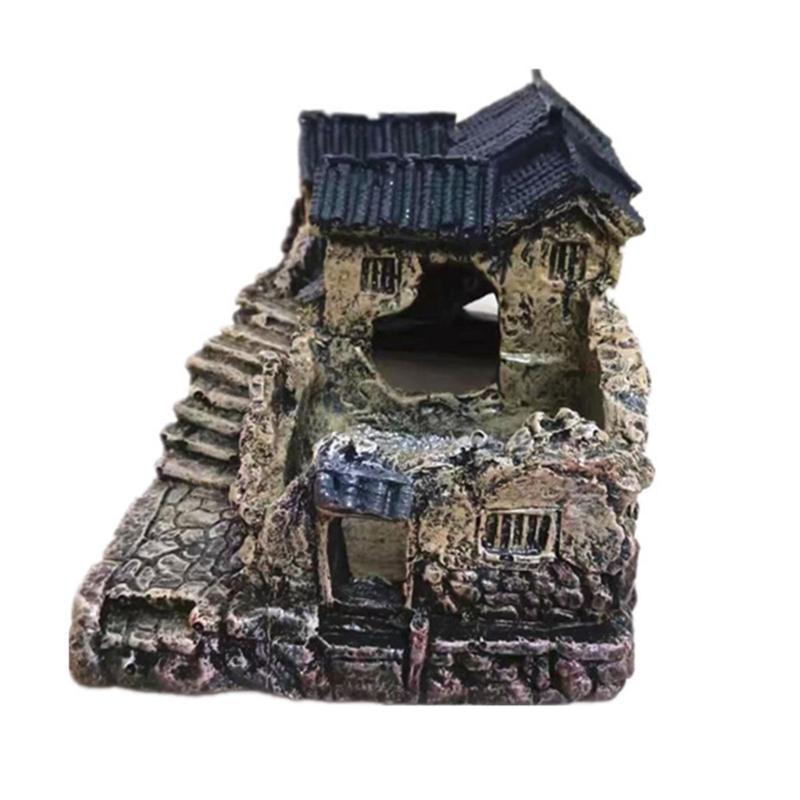 Chinese Fishtanks Decoration Figurine Shelter Cave Landscape Antique Buildings Statue Fish Shrimp Landscape Hideouts