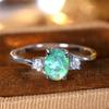 Cute Female Green Opal Round Stone Ring Silver Color Wedding Jewelry Promise Engagement Rings For Women