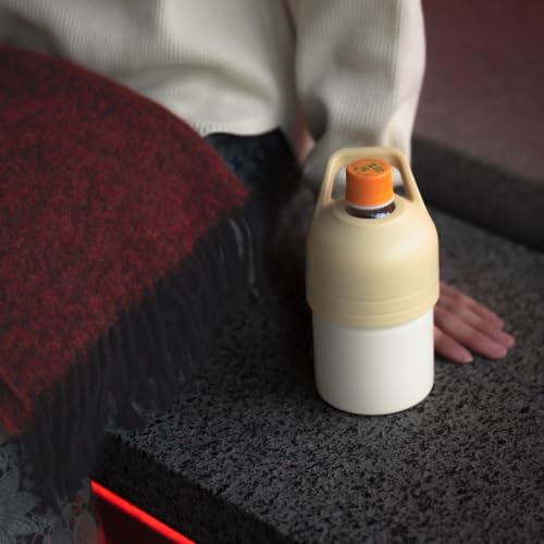 Atlas PET Bottle Holder, Insulated Water Bottle for Hot Water, Mini Size (300ml/500ml), Vacuum Insulated, Ivory, with Handle, Bottle-in-Bottle, ABIB-F