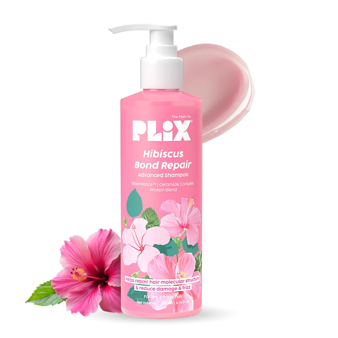 

PLIX - THE PLANT FIX Hibiscus Bond Repair Advanced Shampoo For Damaged Frizzy Hair Smooth Strong Shine 200 Ml Care
