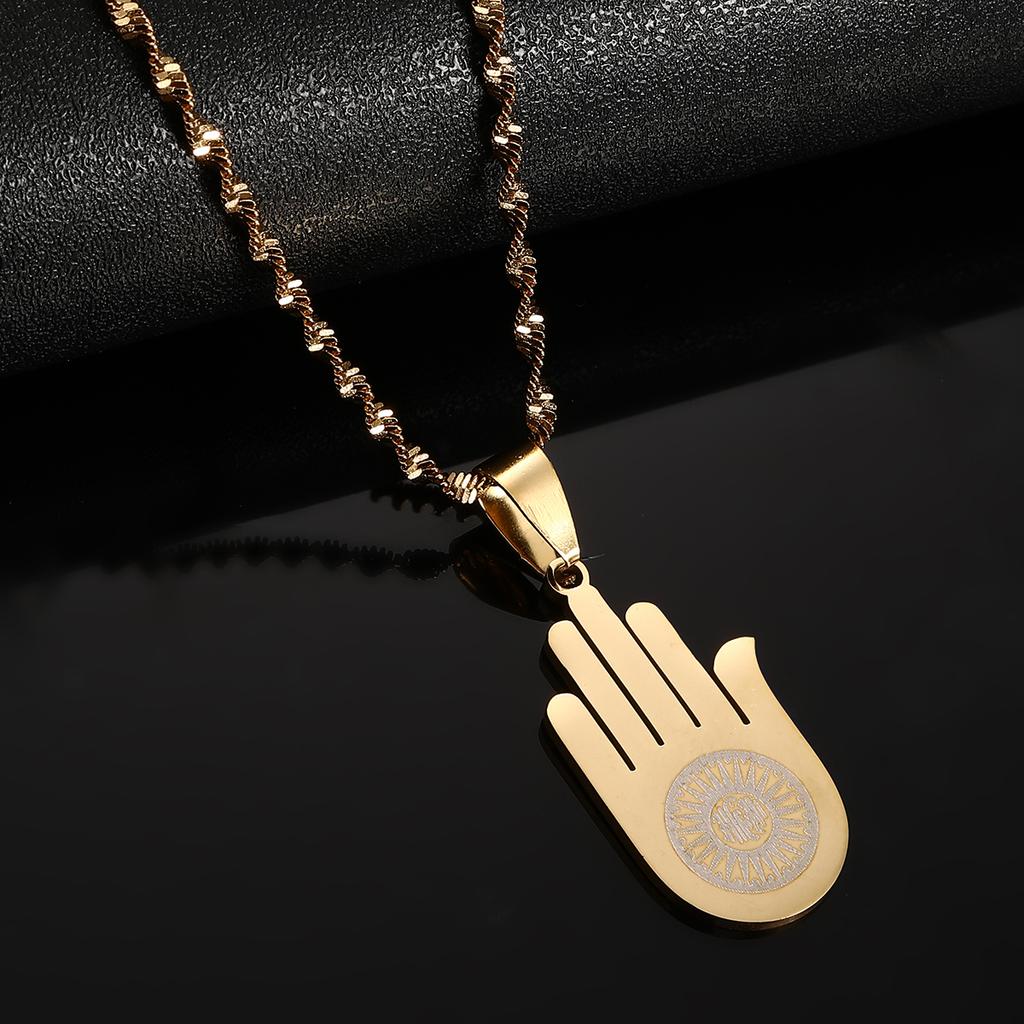 Stainless Steel Jainism Ahimsa Hand Pendant Chain for Women Men