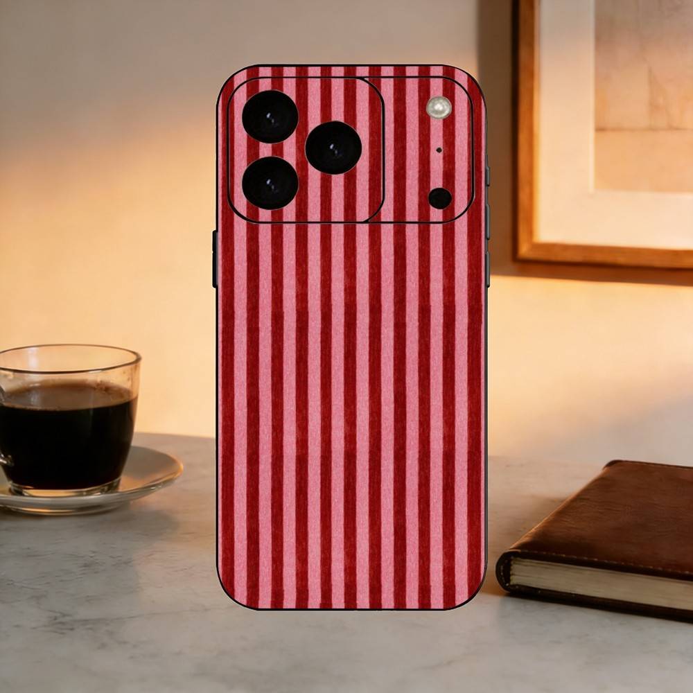 Burgund-Weiß-Streifenmuster Handyhülle Für iPhone 17,16,15,14,13,12,11 Plus,Pro Max,XS,Weiche Silikon-Schwarze Hülle