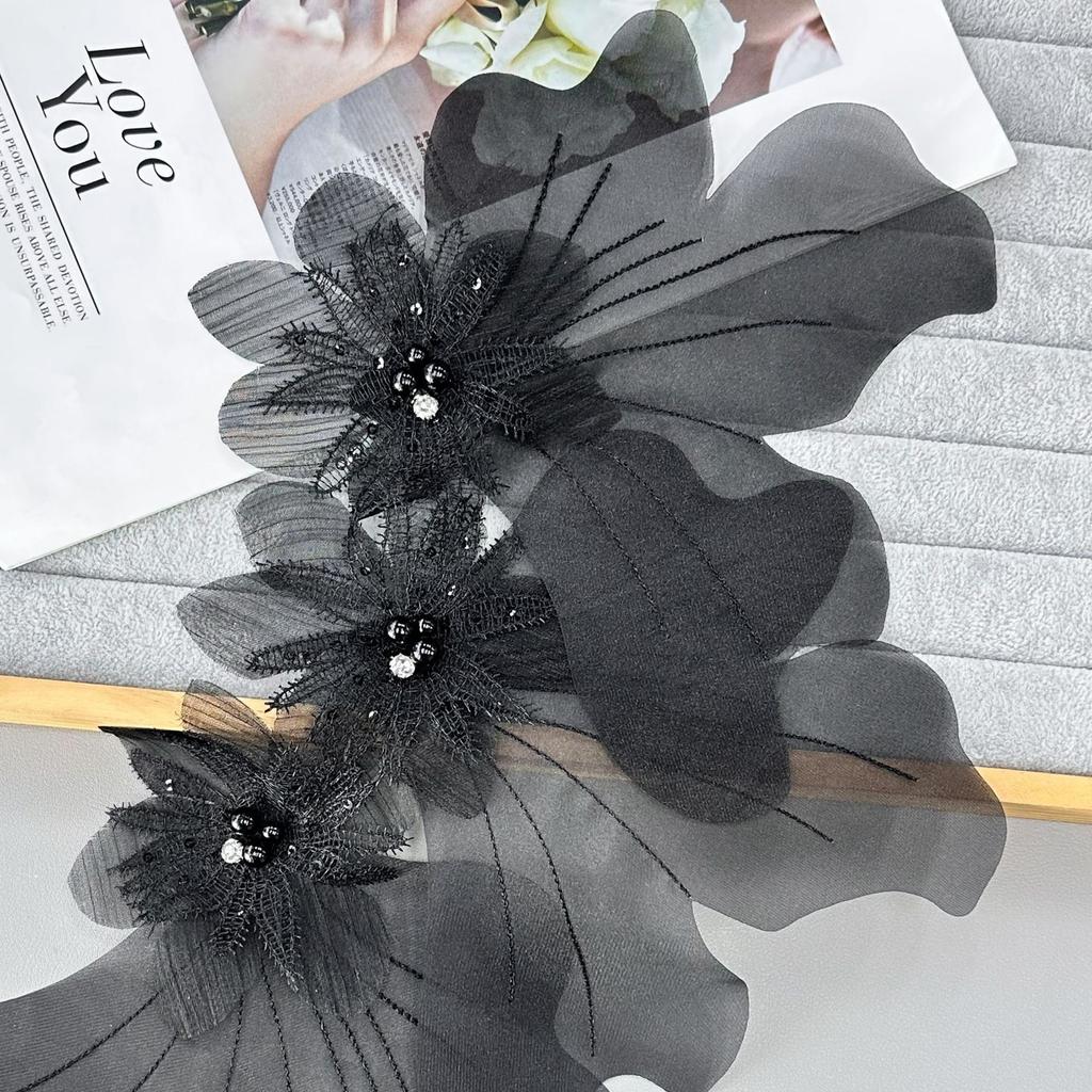 Solid Color Organza Three-Dimensional Bead Cloth Sticker Wedding Dress Women'S Clothing Handmade Embroidery Lace Accessories