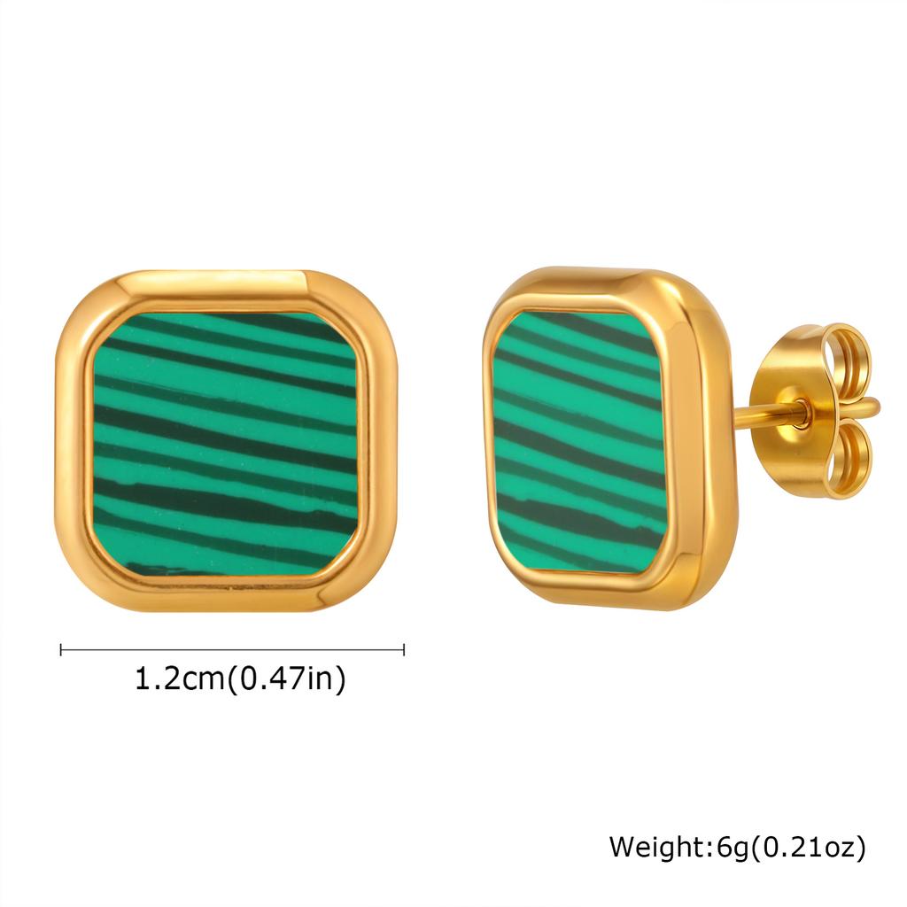 Chic Stainless Steel Square Natural Shell Stud Earrings for Women, Trendy Exquisite Daily Party Jewelry Accessories Gift Unisex
