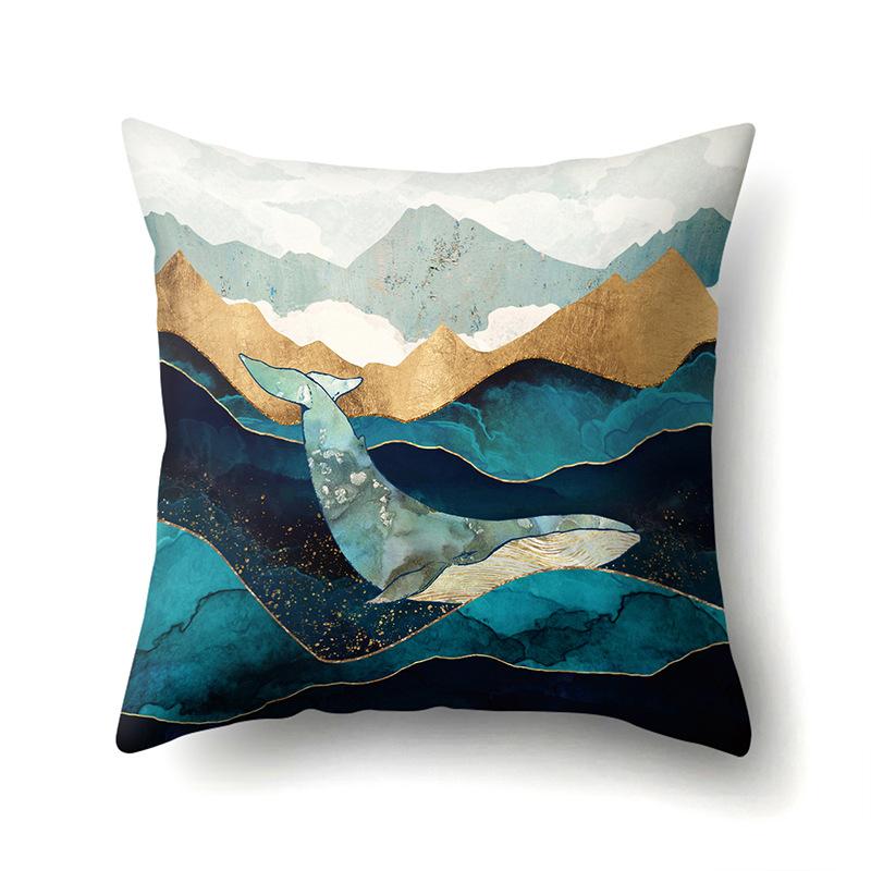 Polyester Pillow Cover Mountain Print Pillow Cover Waist Cushion Cover Car Cushion Head Cushion Cover Premium Durable