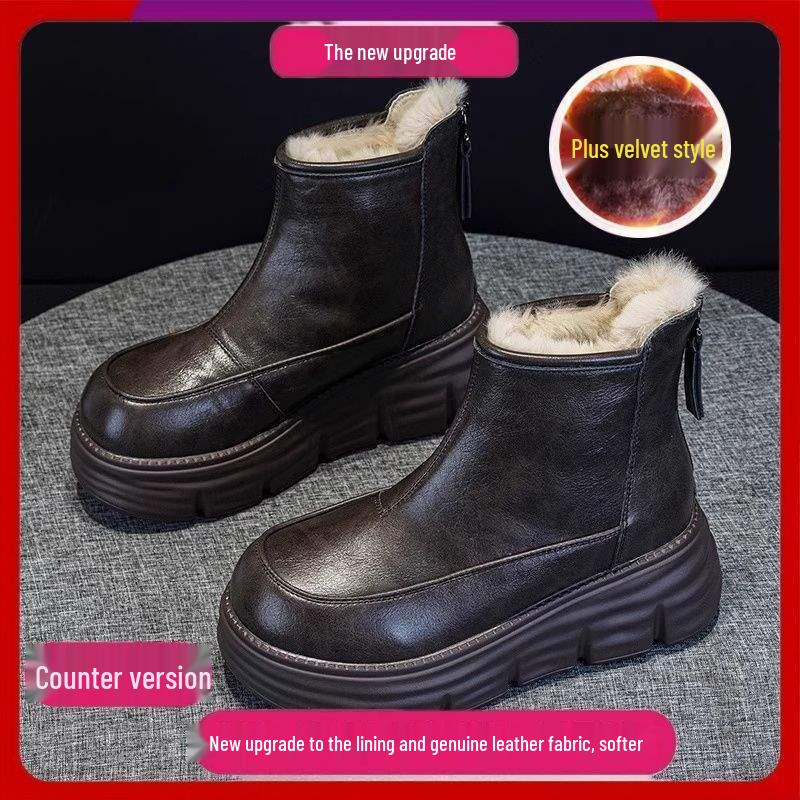 2025 Girls' Snow Boots: Winter Cotton Shoes with Fleece, Four-Season Martin Boots
