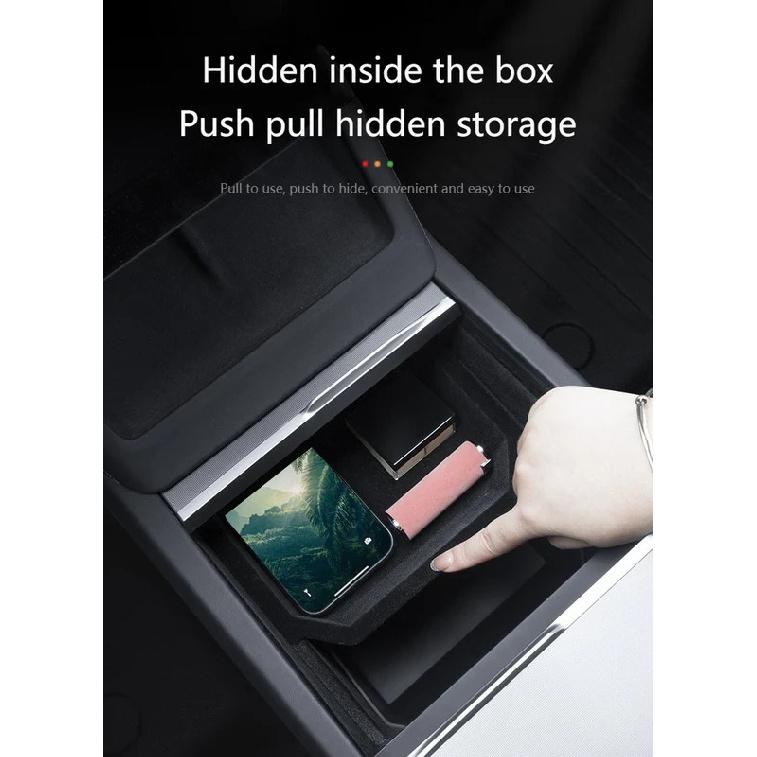 For Tesla Model Y Juniper Center Console Storage Box Trays Armrest Hidden Box Model 3 Highland Center Armrest Organizer Case Box