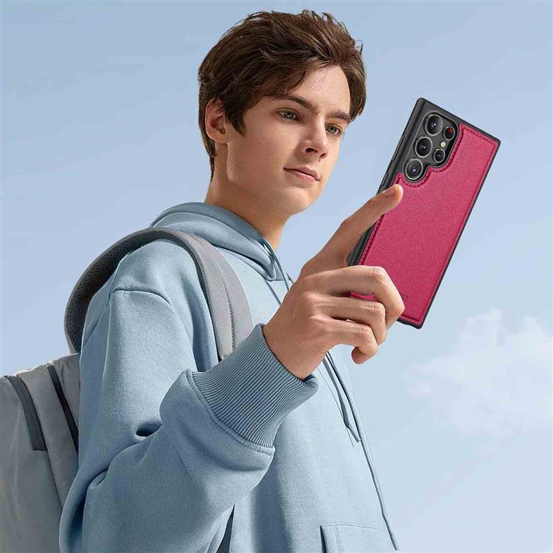 2-in-1 Magnetic Detachable Case for Samsung S25 Ultra, A17 Flip Cover with Card Slot and Lanyard, Leather Case A5655