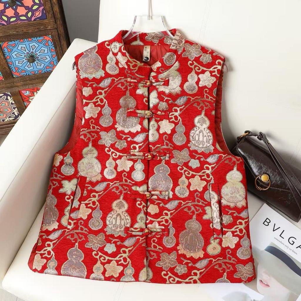 2026 Spring Women’s Jacquard Vest: High-End Sleeveless Cape In New Chinese National Style