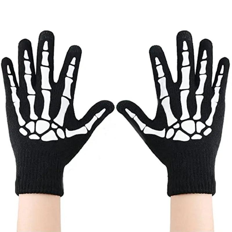 Светящиеся перчатки-когти на запястье Перчатки-манжеты Взрослые Унисекс Шляпа с головой черепа Готические перчатки