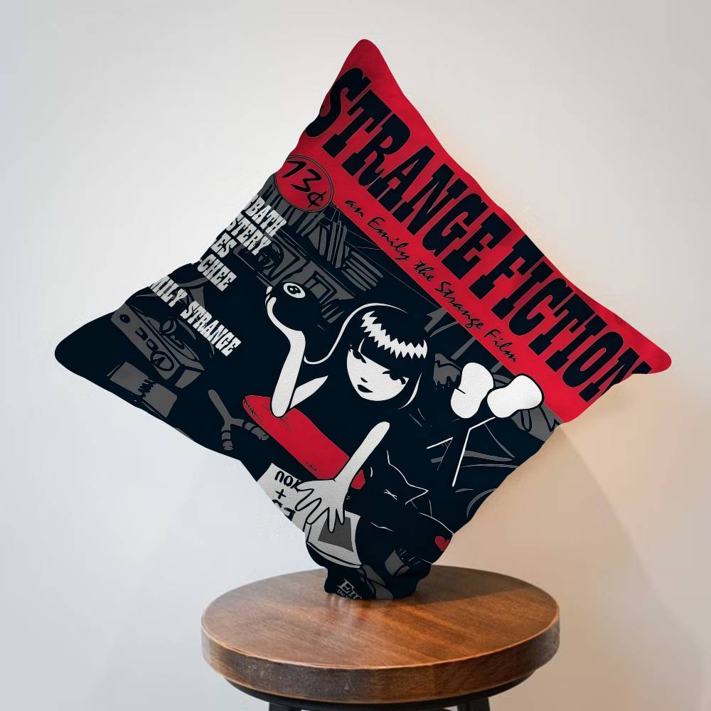 Comics Emily The Strange Cushion Cover Inches Farmhouse Decor Home Throw Pillow Covers for Couch Decorations